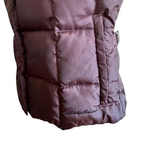 Eddie Bauer ~ Plum Goose Down Puffer Vest ~ Size Small ~ interior zipped pocket - Picture 5 of 13
